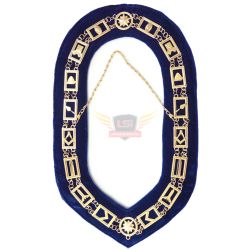 Blue Lodge Chain Collar - Gold Plated on Blue Velvet
