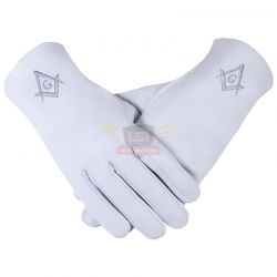 Masonic White Leather Gloves with SC&G